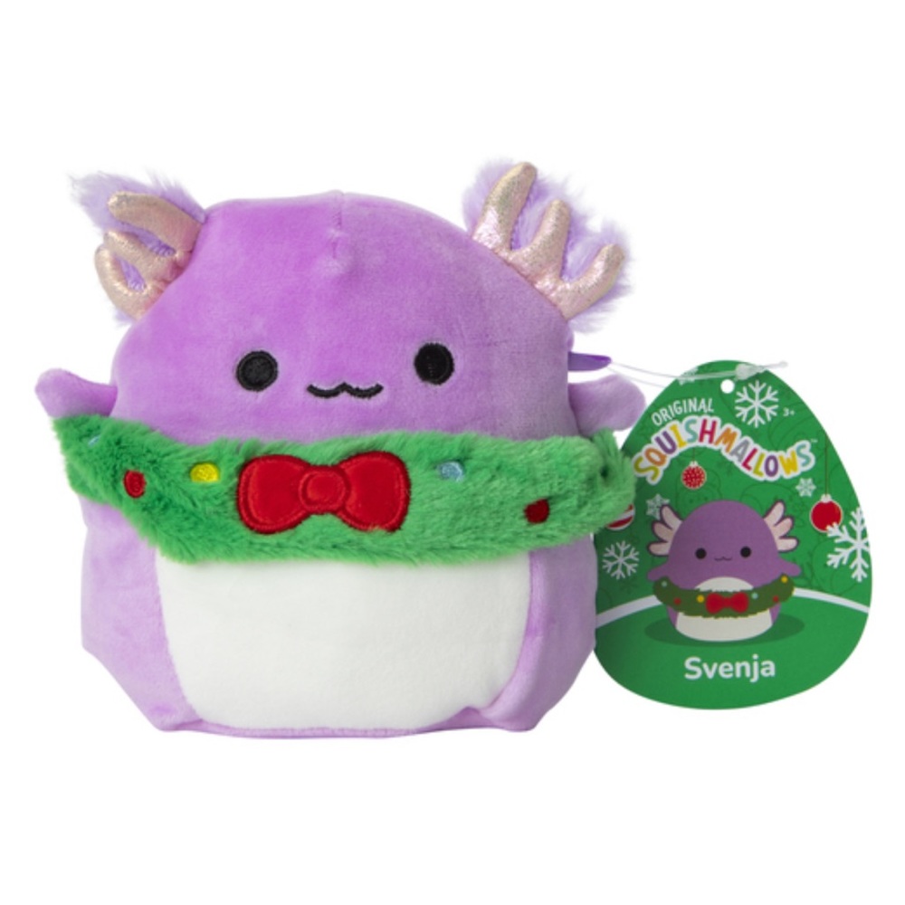 NWT 4” Svenja the Axolotl Wearing Wreath Squishmallow — Holiday Collection